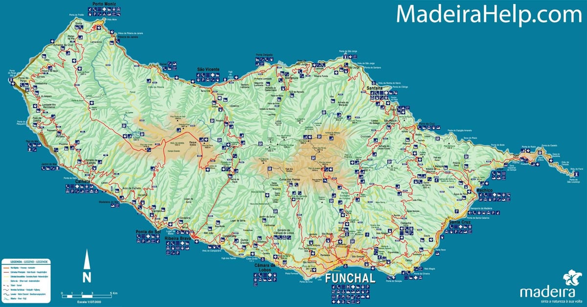 mapa Madeira, Portugalsko