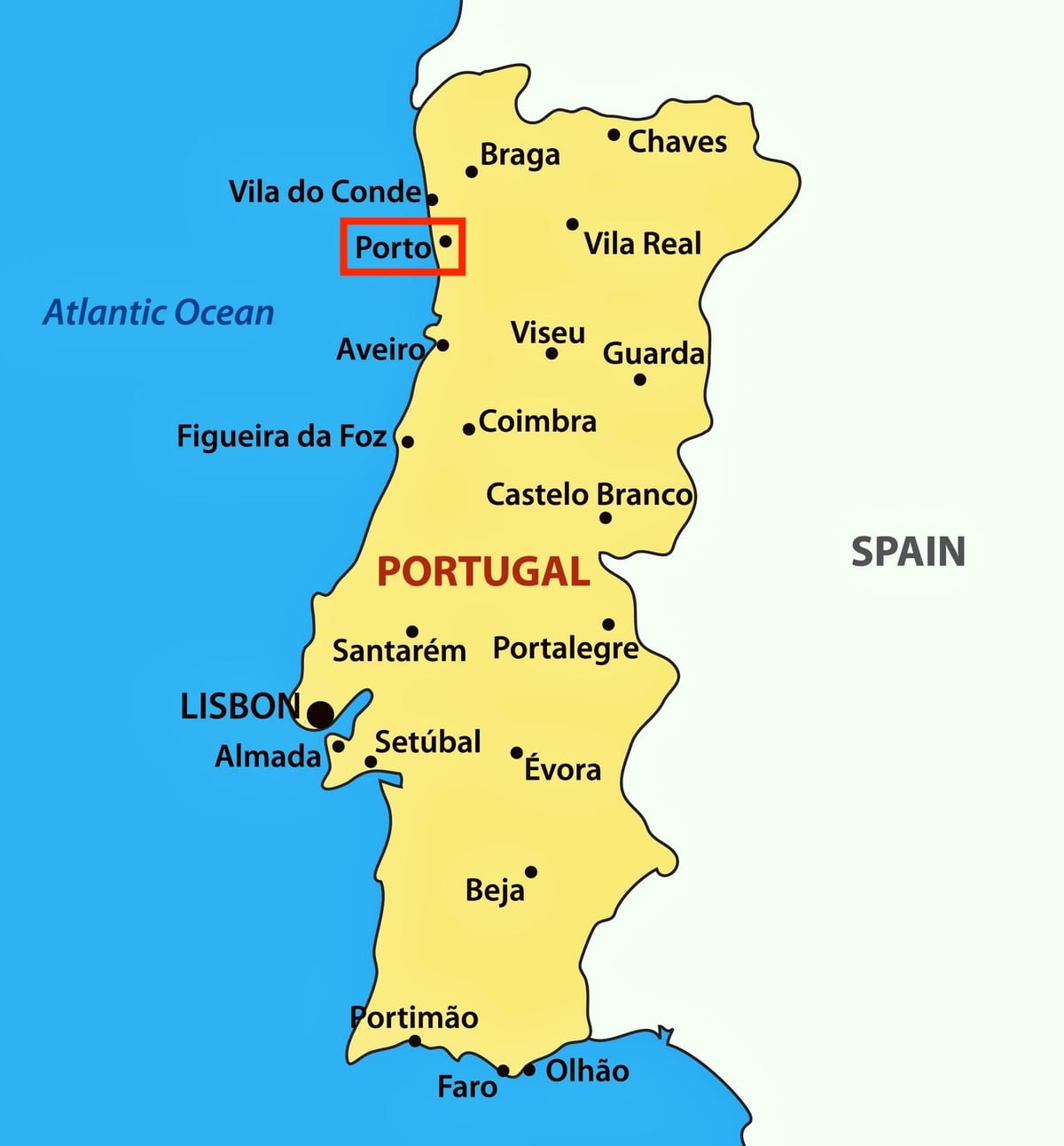 Porto na mapu Portugalska