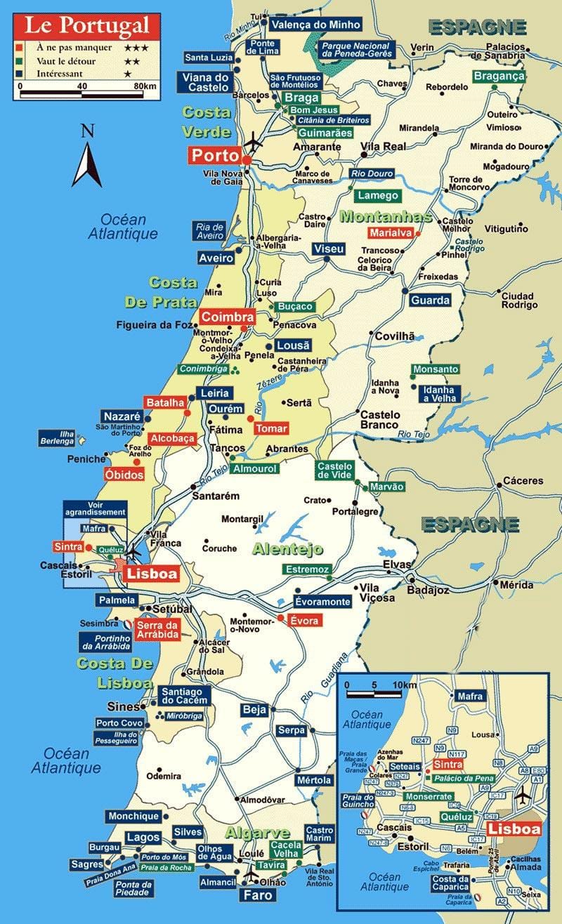 Portugalsko cestovní mapa