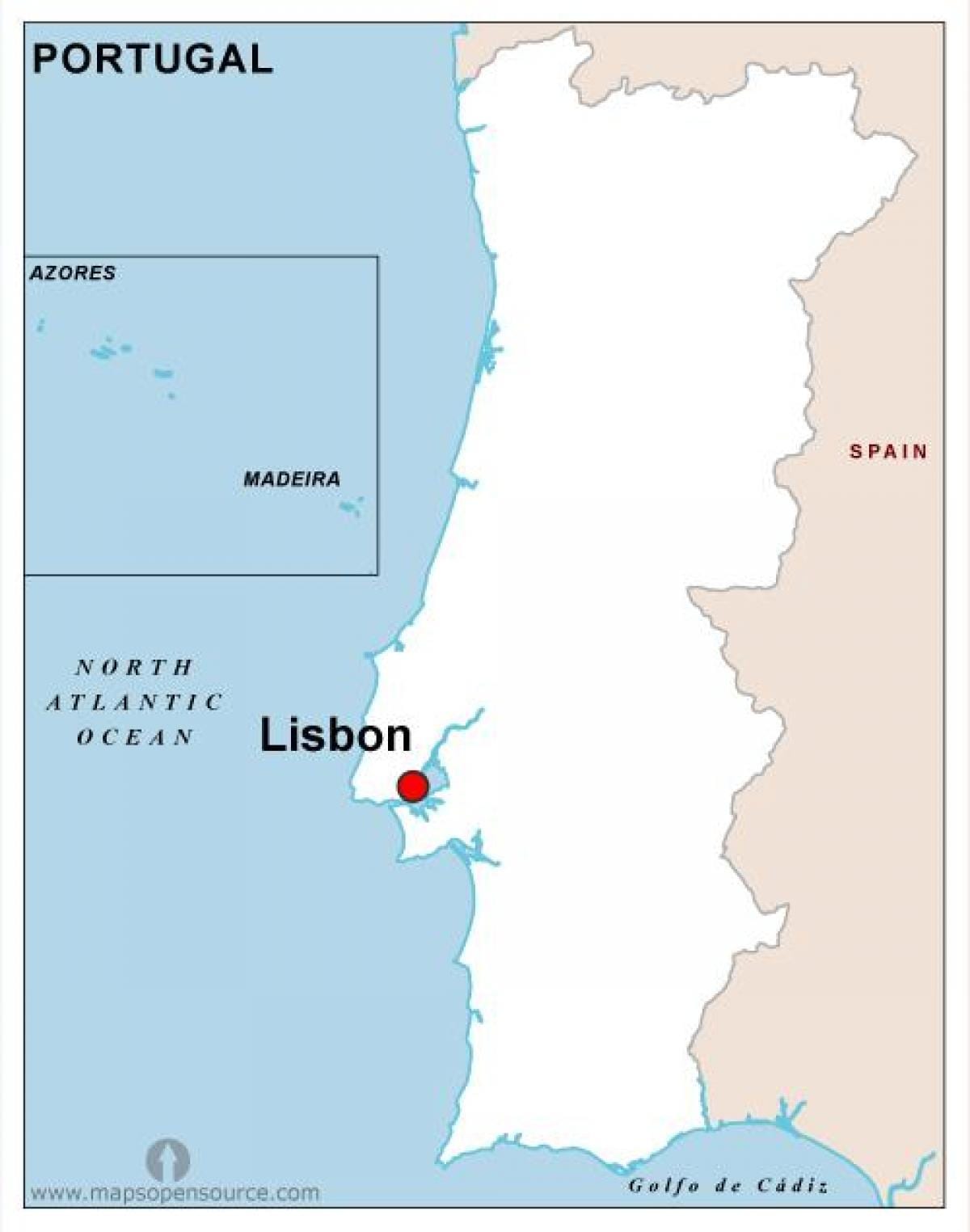 město Portugalska mapě