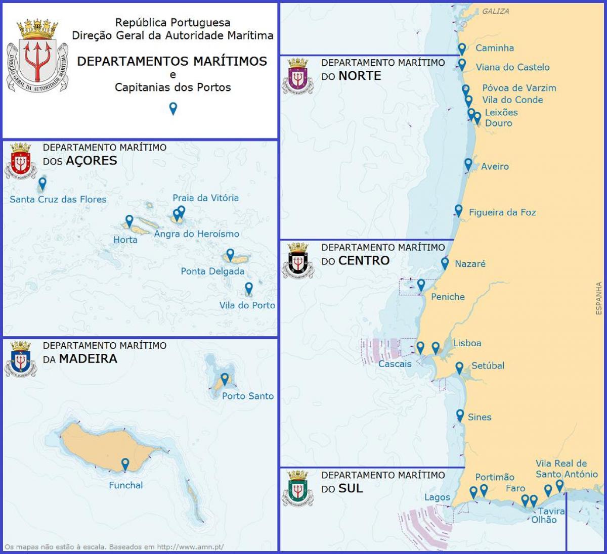 přístavy v Portugalsku na mapě