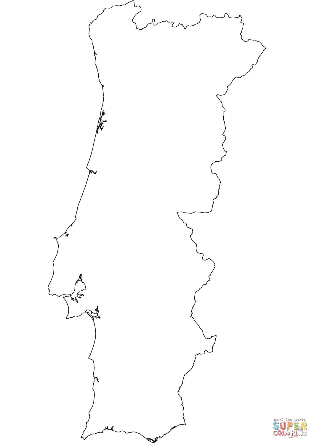 slepá mapa Portugalska