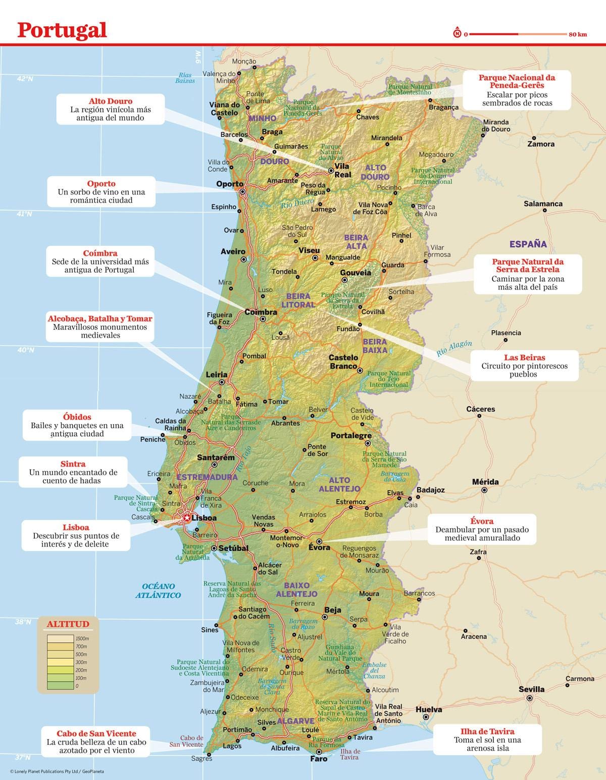 mapa Portugalska rekreační střediska