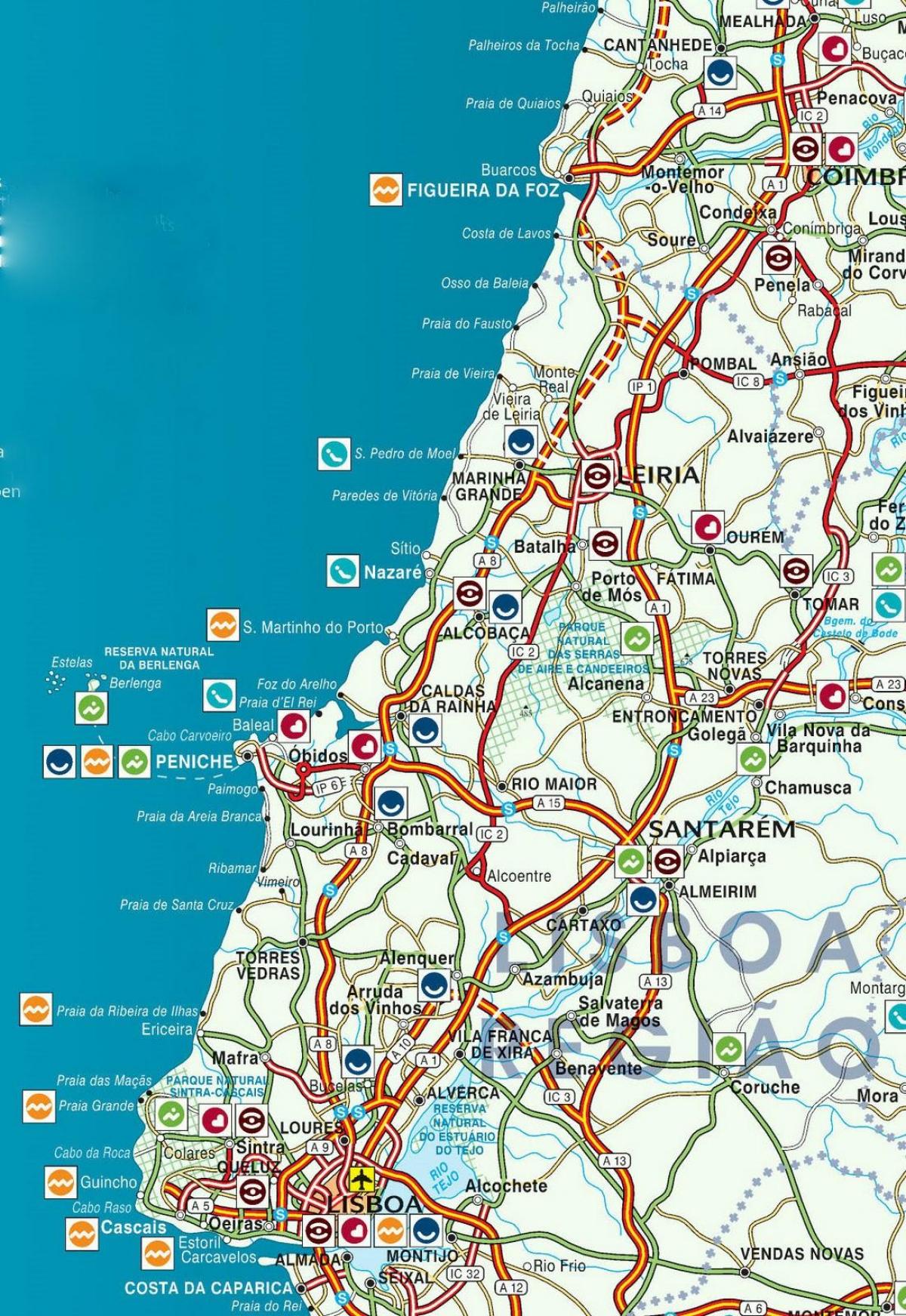 mapa Portugalska Stříbrné pobřeží