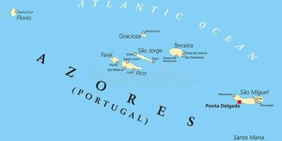 Mapa Azory, Portugalsko
