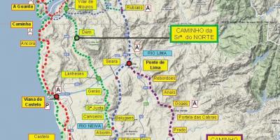 Camino Portugues mapě