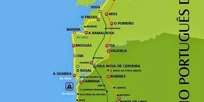 Portugalština camino pobřežní trasy mapě