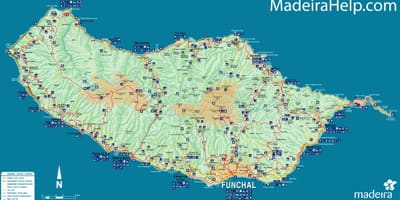 Mapa Madeira, Portugalsko