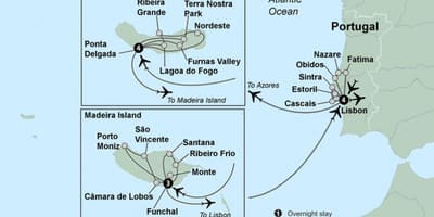 Mapa portugalské ostrovy