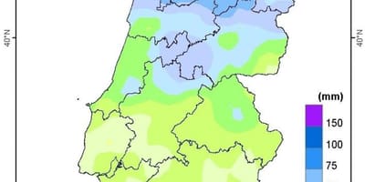 Mapa Portugalska déšť