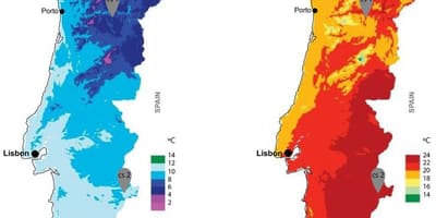 Klima mapa Portugalska