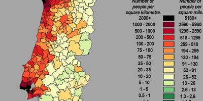 Populace mapa Portugalska