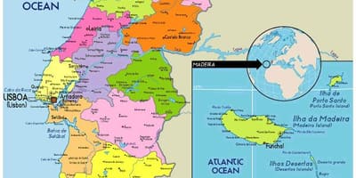 Provincií Portugalska mapě