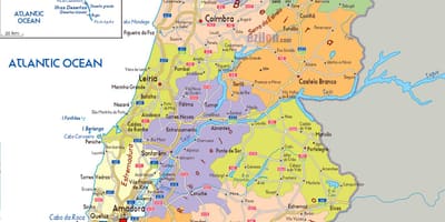 Mapa Portugalska regionů