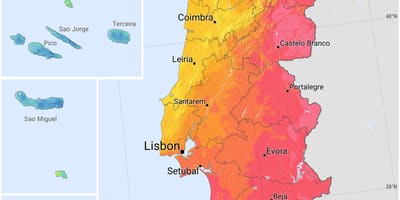 Mapa Portugalska sluníčko