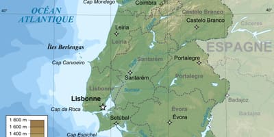 Topografická mapa Portugalska